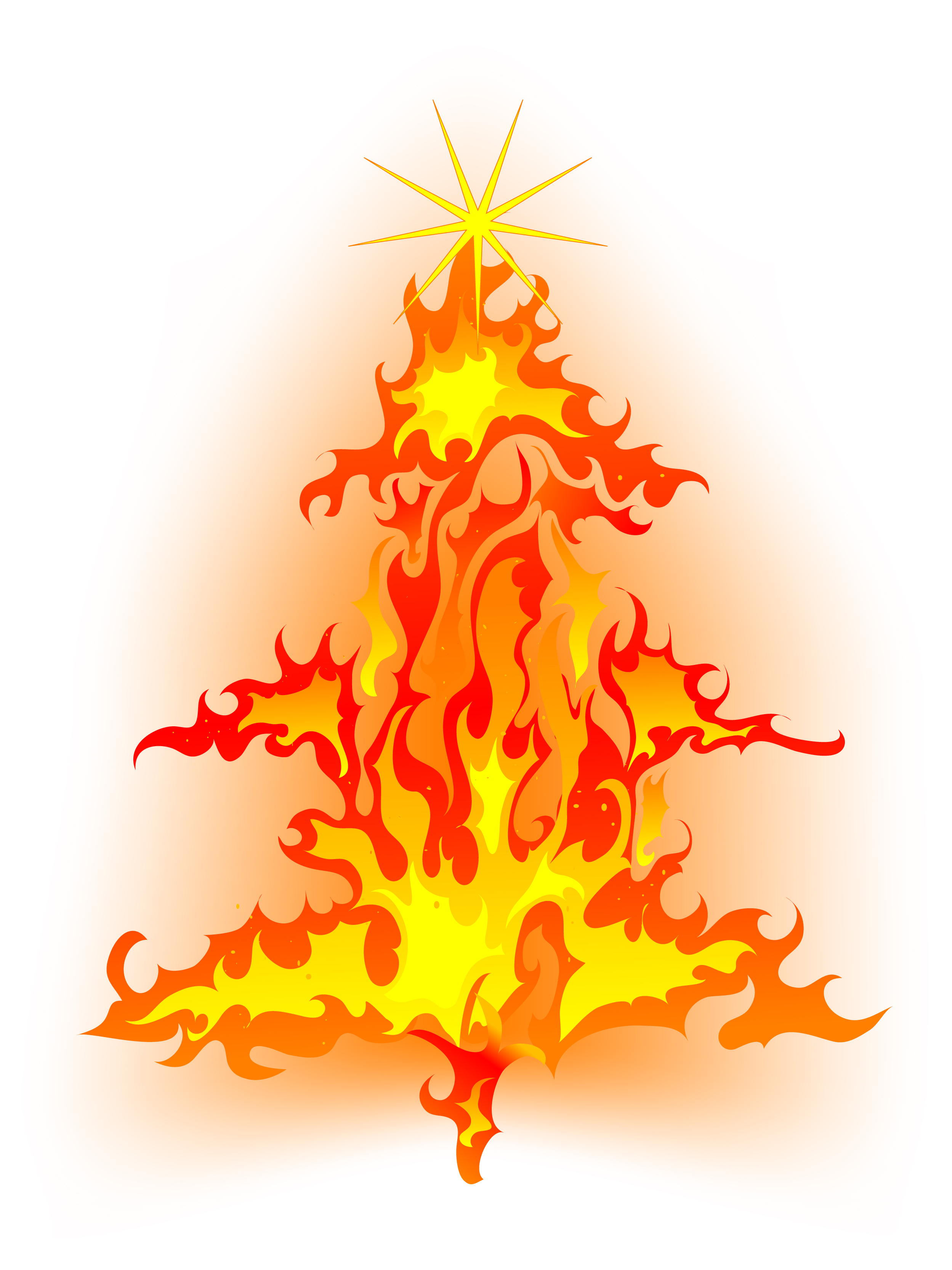 A Christmas tree burning